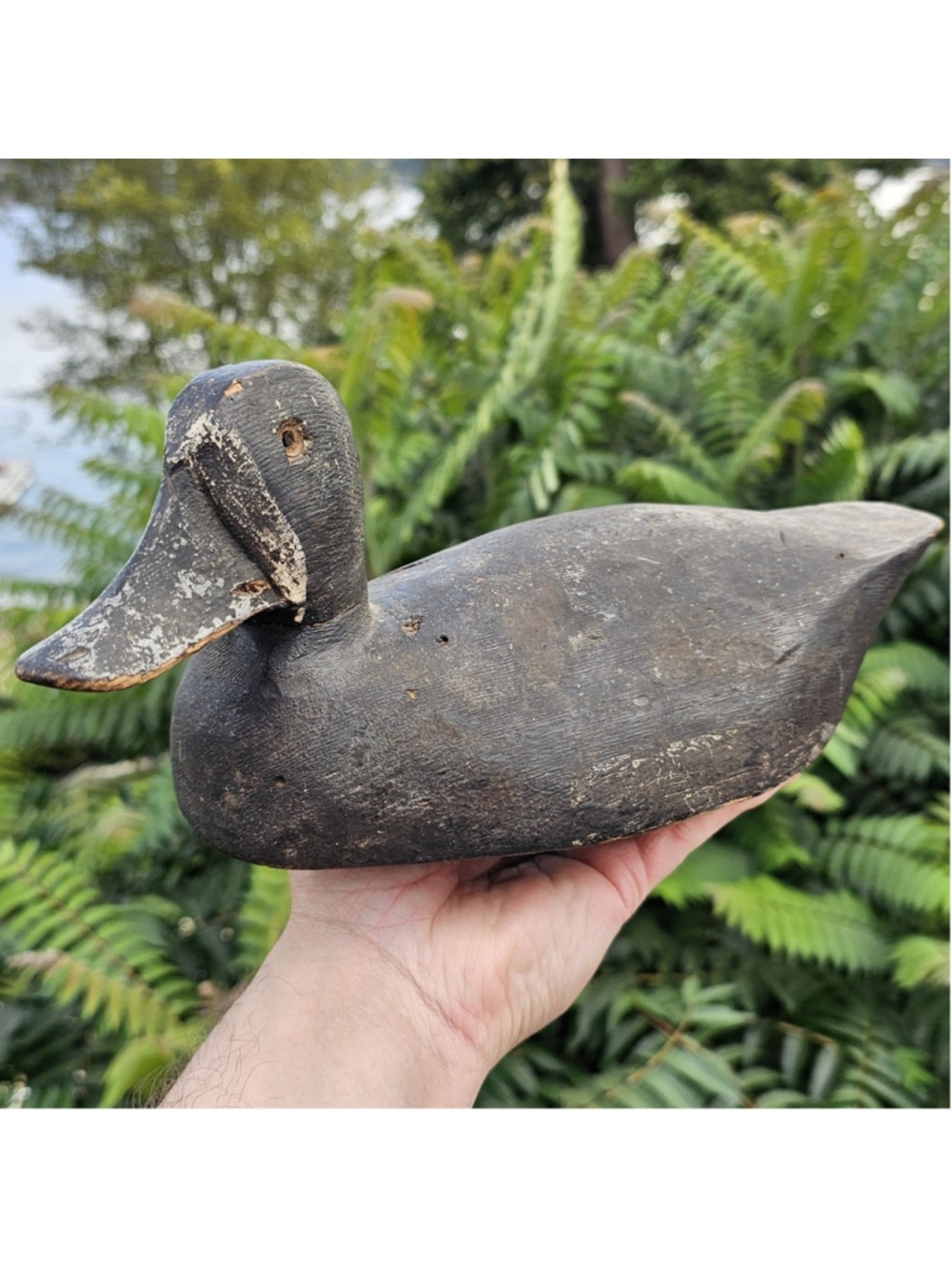 Vintage Hand Carved Wooden Duck Hunting Decoy Primitive Folk Art 13.5"